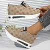 Fashion Women's Thick Sole Embroidered Casual Sneakers Fashion Height Increasing Wedge Shoes Woman Lightweight Slip On Platform Sneakers