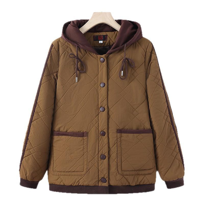 Elegant Hooded Cotton Jacket for Moms - Thick, Fashionable Fall & Winter Outerwear for Middle-Aged and Elderly