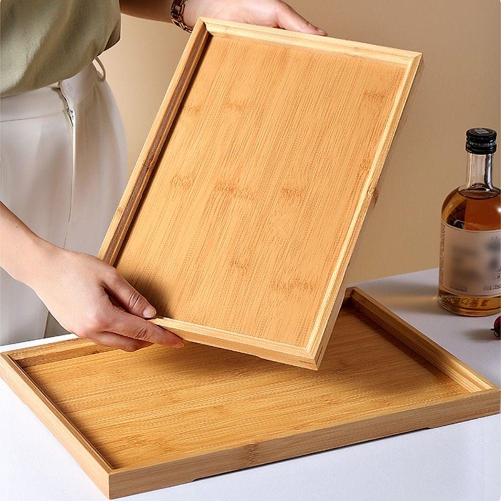 Solid Color Dinner Plates Wooden Bread Tray  For Holding Tea Fruit Barbecue Bread