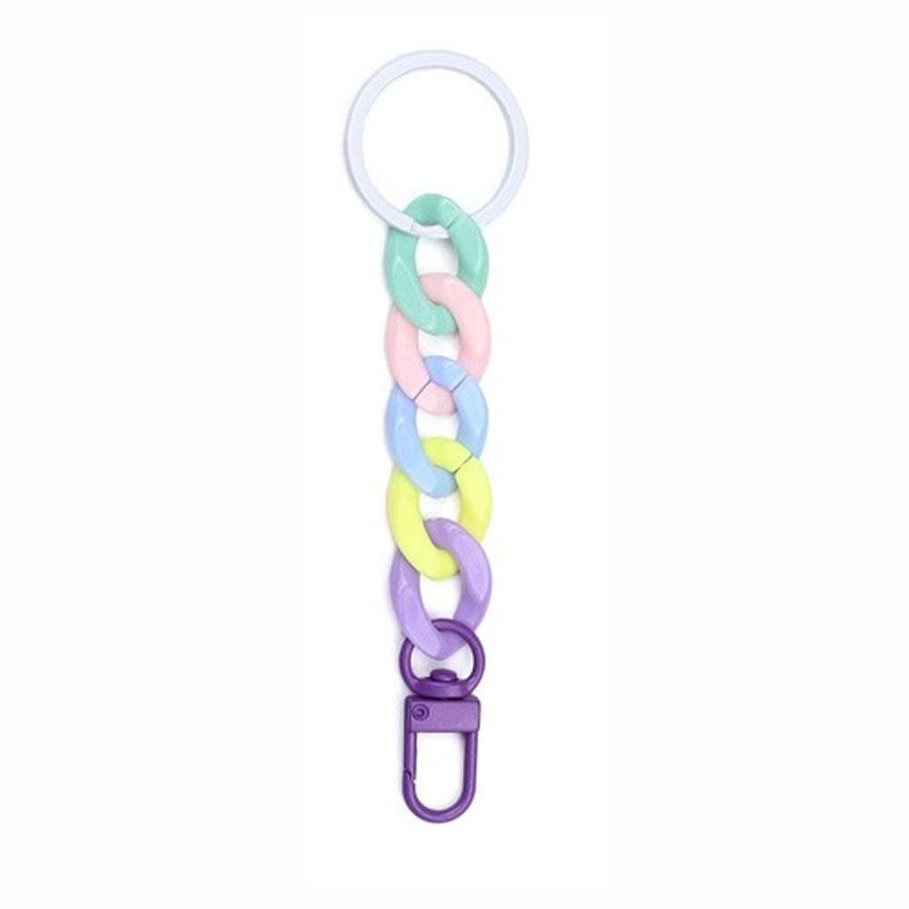 Macaroon Color Acrylic Chunky Chain Keychain Candy Color Keyring Wrist Lanyard Backpack