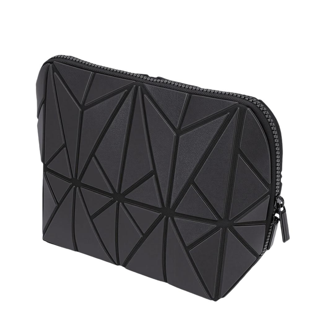 Standing Makeup Bag Foldable Water Proof PVC Travel Cosmetic Organizer One Press Open with Hard Base Detachable Divider