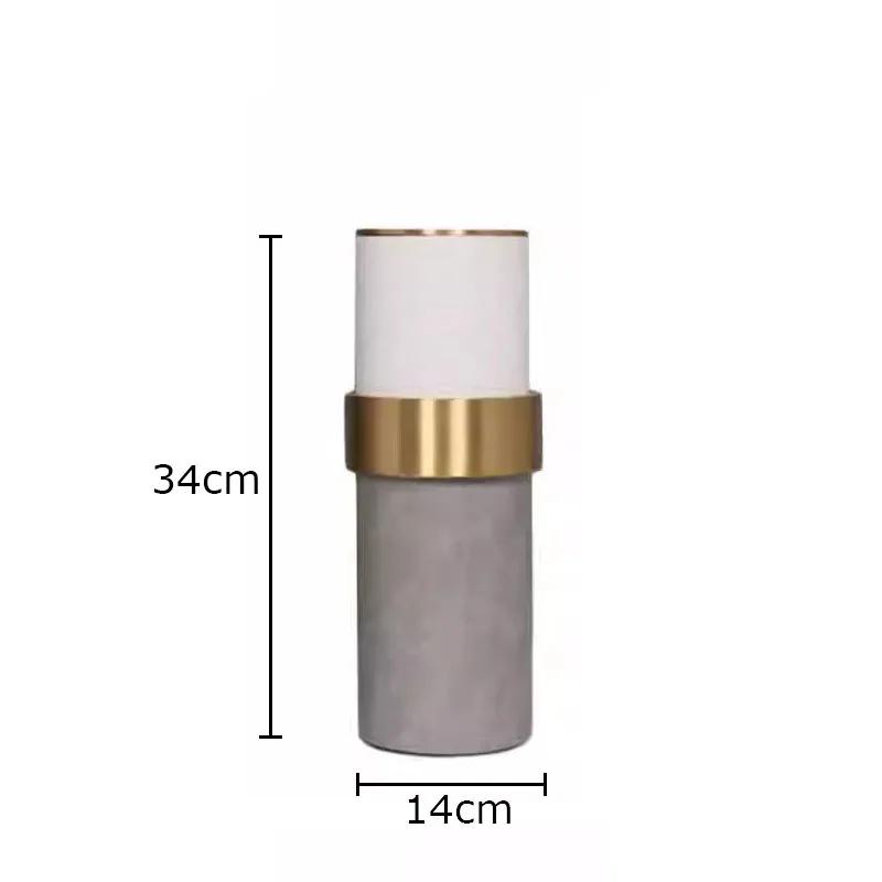 Gold Plated Cylinder Vase Leather Vases Desk Decoration Artificial Flower Decorative Flower Arrangement Room Aesthetic Decor