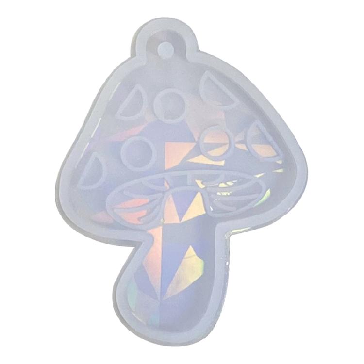 

Shiny Finish Mushrooms Shap Resin Keychain Silicone Mold with a Hold for DIY 1 чистый
