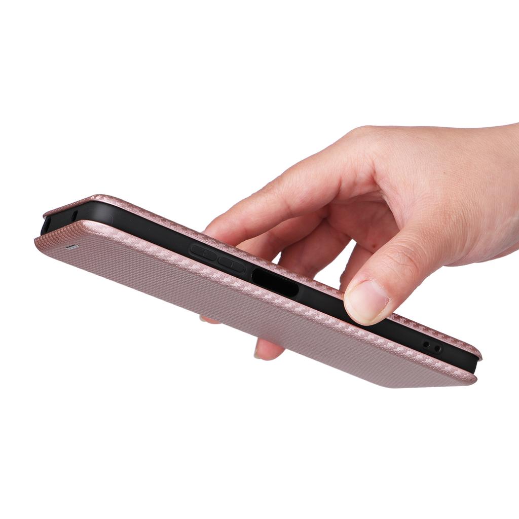 For Xiaomi Redmi Note 12 4G PU Leather Stand Cover Carbon Fiber Texture Phone Case with Card Holder