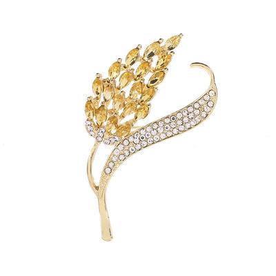 Gold Coloren Wheat Ear Brooch Inlaid With Zircon High -End Corsage Fashion Suits Big Pins Temperament Collocation