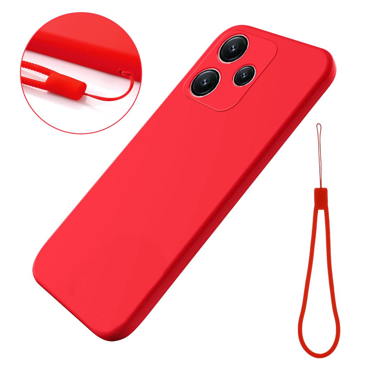 

For Xiaomi Redmi 12 5G (Global)/Poco M6 Pro 5G Liquid Silicone Phone Case Soft Lining Anti-scratch Back Cover Red