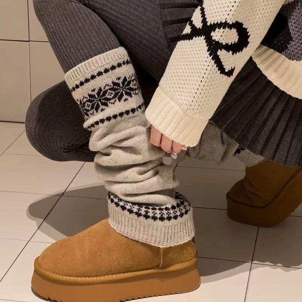 Warm Leg Warmers Knitted Long Socks Cute Foot Cover Autumn Winter