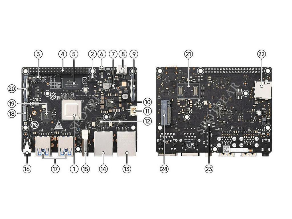 VisionFive2 RISC-V StarFive JH7110 Development Board with 4GB/8GB RAM & Integrated 3D GPU