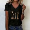 Camiseta linda de jirafa con cuello en V, moda casual Y2k, camisetas estampadas para mujer, camiseta de manga corta con cuello en V, ropa de verano y primavera