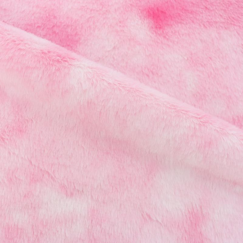 Tecido de pelo de coelho de imitação de veludo tingido com gradiente de arco-íris com cores de fantasia