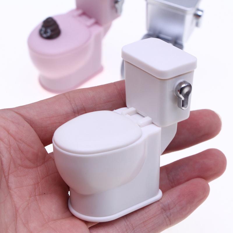 1Set 1:12 Dollhouse Miniature Simulation Toilet W/Poo Flushing Sound Bathroom Model Decor Toy Doll House Accessories