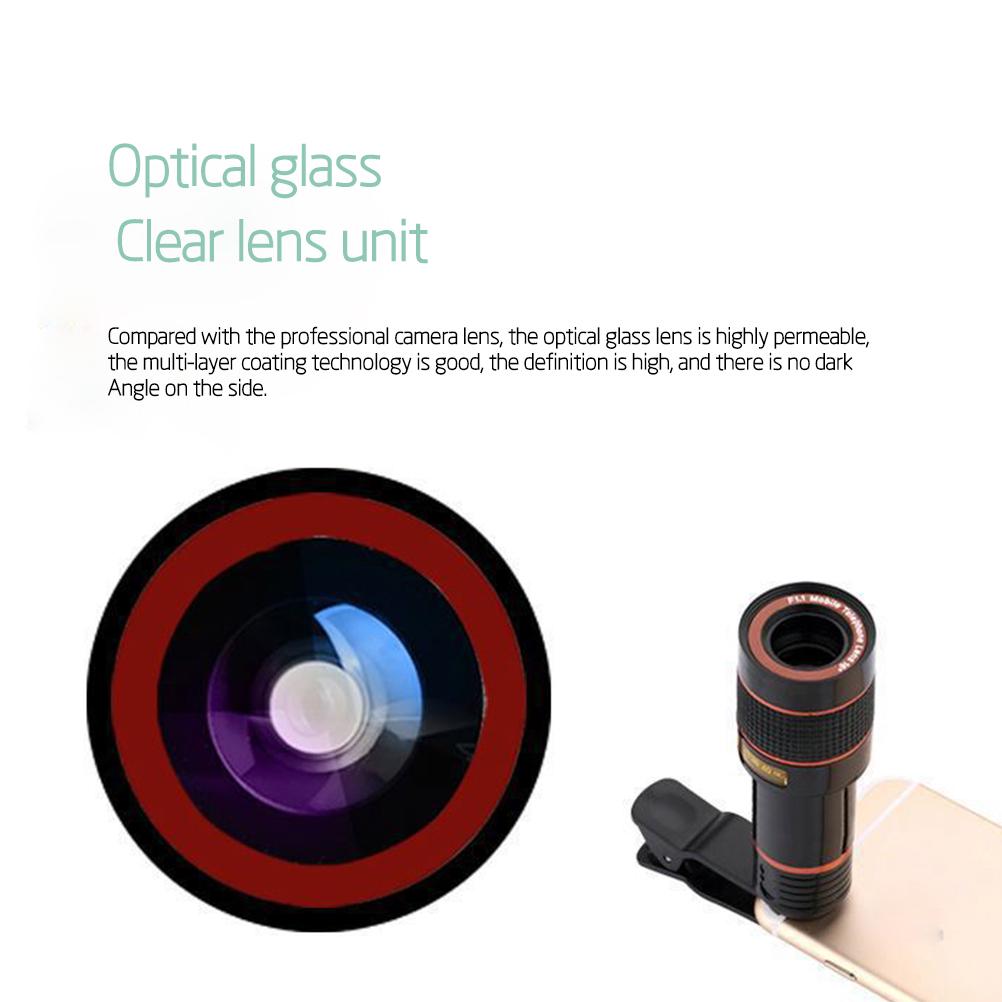 Clip-On 12X Optical Zoom Hd Telescope Camera Lens For Universal Mobile Phone