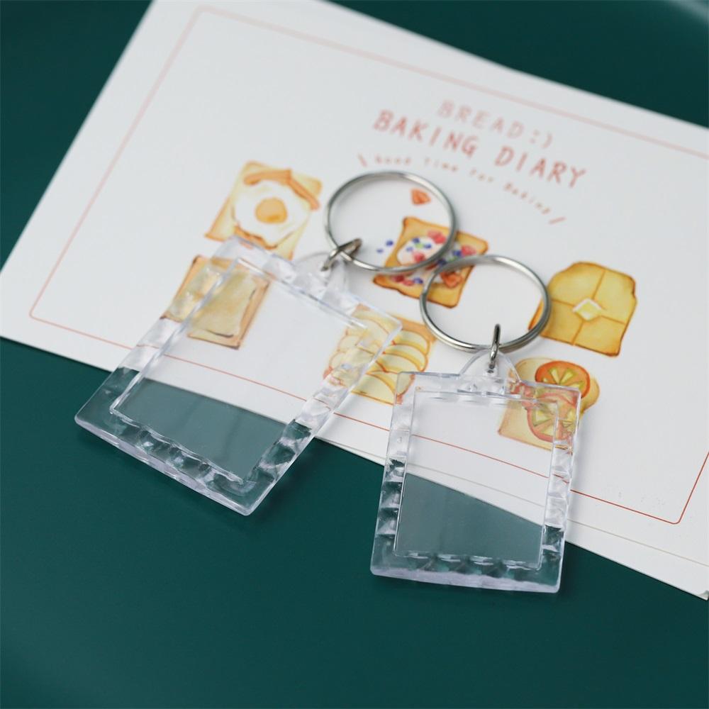 2-5Pcs/Pack Transparent Rectangle Blank Acrylic Insert Keychain Photo Picture Frame Keyring Holder DIY Split Ring KeyChain Gift