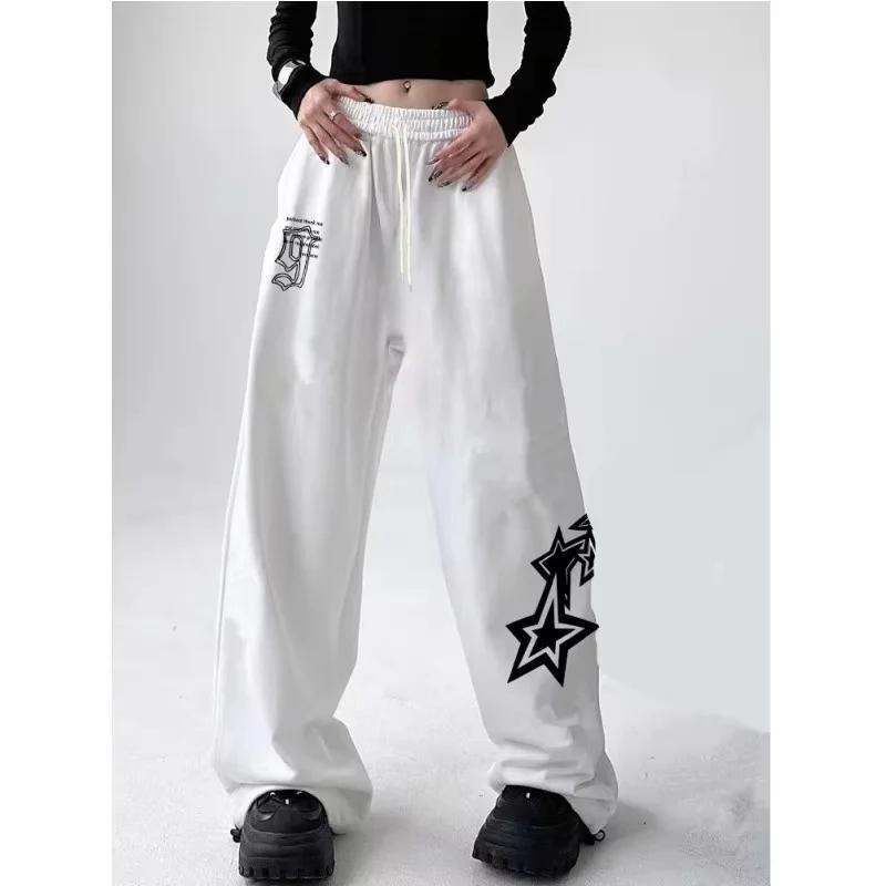 Women's Kids Letter Star Print Sweatpants American Street Style Wide Leg Trousers Trendy Long Pants