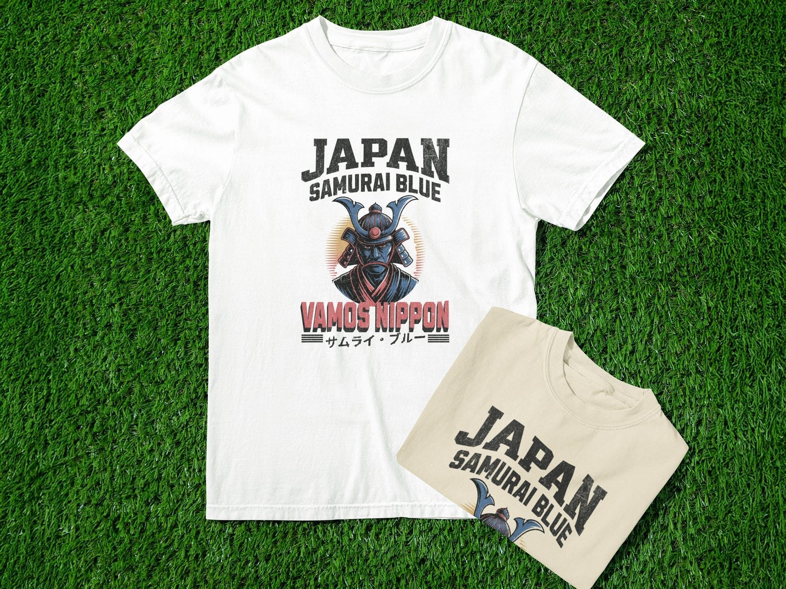 Japan Samurai Blue T-Shirt | Retro Football Tee L