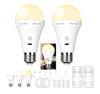 Rechargeable E26 Light Bulb with Remote Control and Three-Color Dimming for Wall and Table Lamps, No Power Source Required.