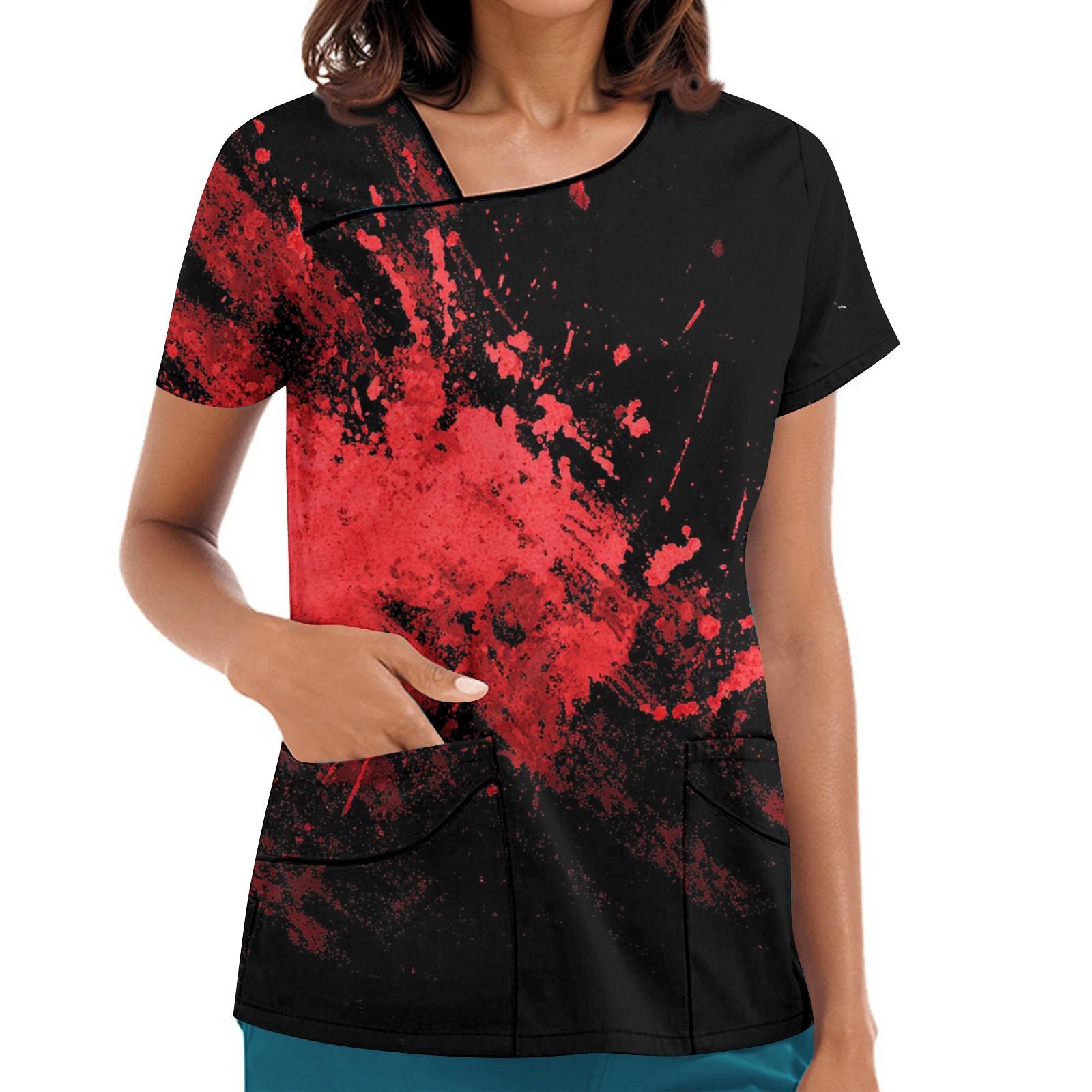 

Жіночий робочий одяг з принтом, похилим коміром і двошаровими кишенями, базовий верхній пуловер L чорний