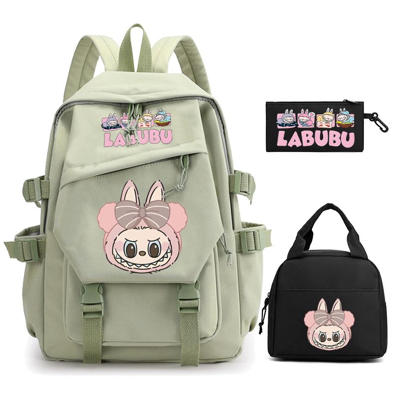 3Pcs/set Cute  Printed Backpack Pencil Case Lunch Bag Teenager Student Girl Boy Schoolbag Women Travel Laptop Bag Mochila