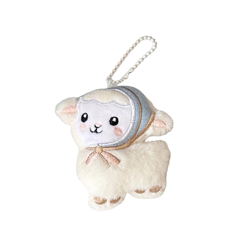 Fluffy Plush Sheep Keychains Adorable Embroidery Detail Mini Stuffed Key Holder for Car Backpack Kids Birthday Party Favor