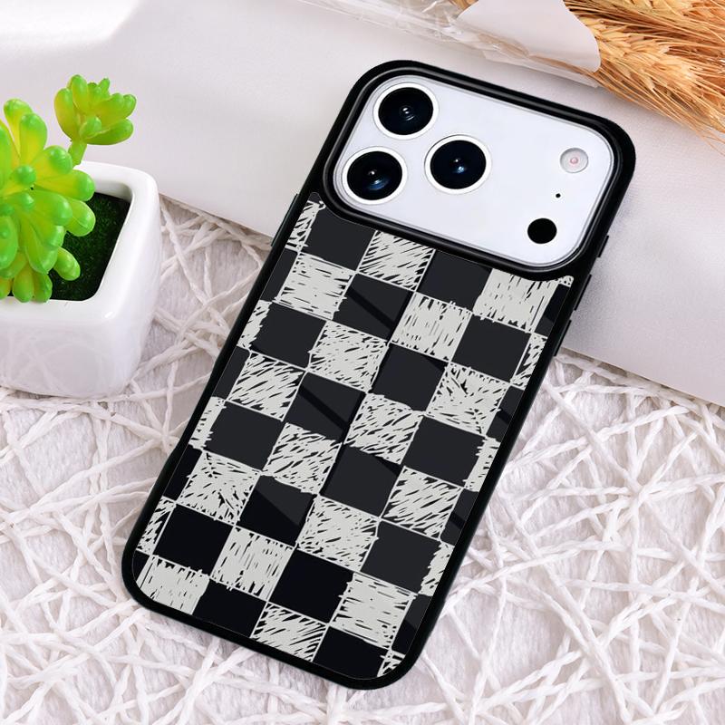 

Luxury Chessboard Grid Love Heart Phone Case for iPhone 17 Air 16 15 11 12 14 13 Pro Max Shockproof Cover iPhone 16 Pro Max
