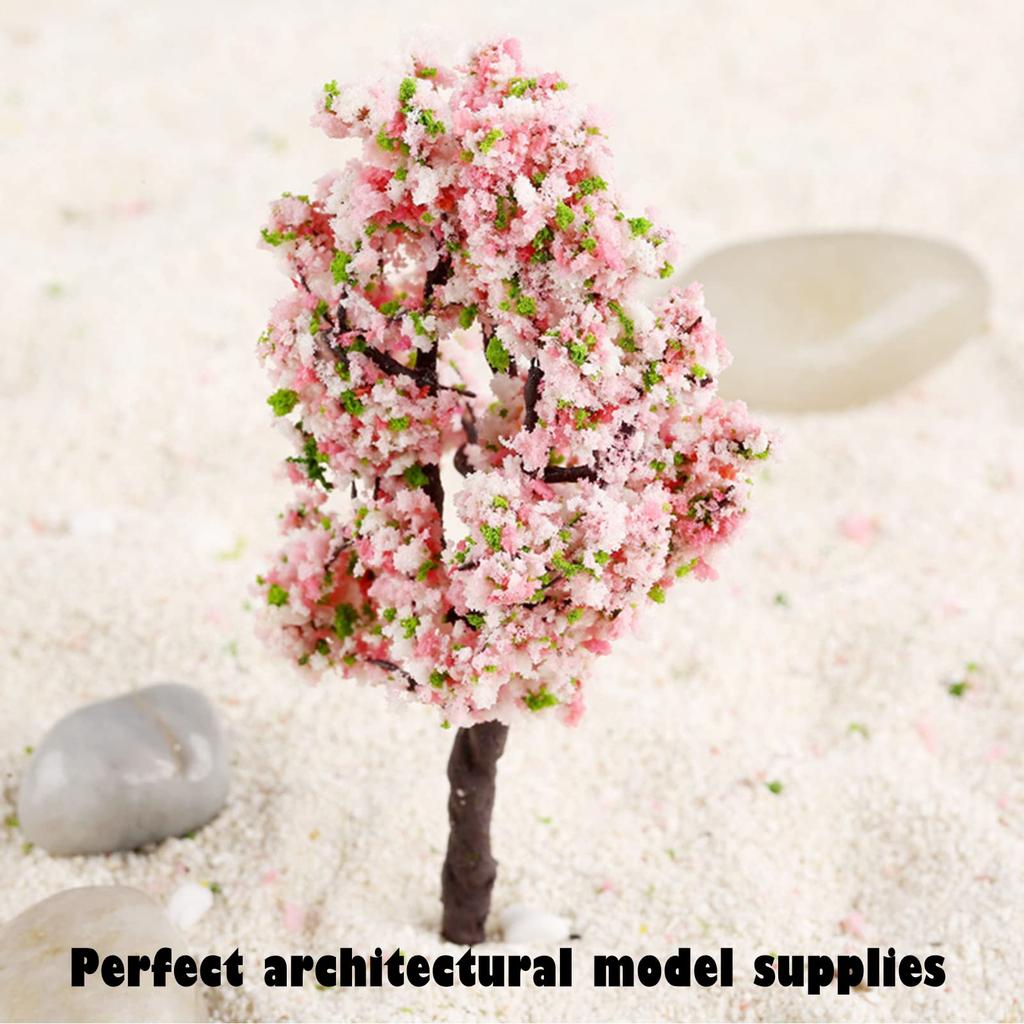 10pcs Diorama Trees Trees Pink Flowers Railway Model Model Trees Potted Landscape Decoration Scenery Collection Architectural Model Miniature Trees