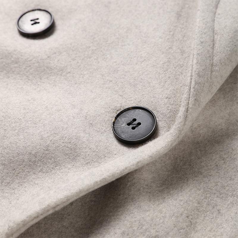 Women Fashion Wool Blend Warm Long Coat Autumn Winter Loose Pocket Double-breasted Jacket Elegant Lapel Overcoat