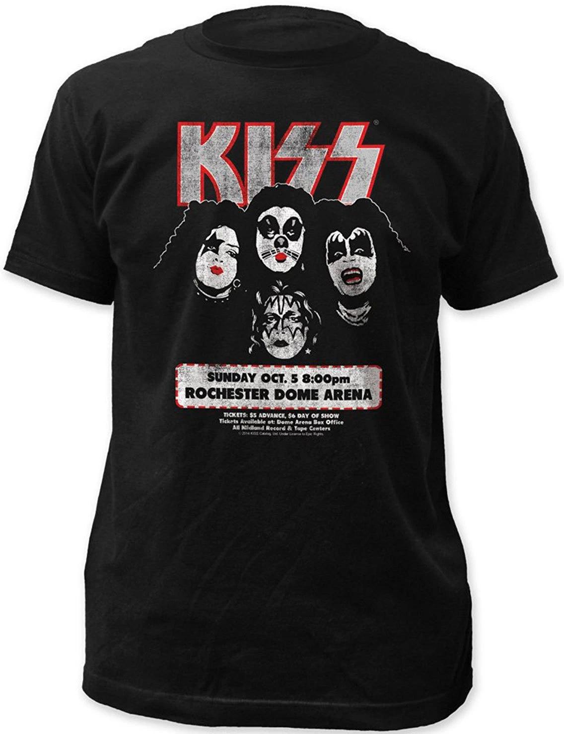 

Kiss Distressed Rochester Dome Arena 1975 Взрослая футболка 100% хлопок Мужские футболки Топ - Хард-рок группа Gene L