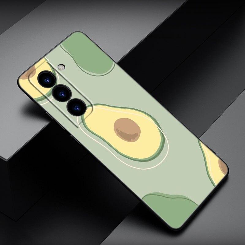 Husă de telefon drăguță din desene animate estetică avocado pentru Samsung Galaxy S22 Pro S21 S20 FE Ultra S10 Lite S10 S10E S9 S8 Plus husă neagră