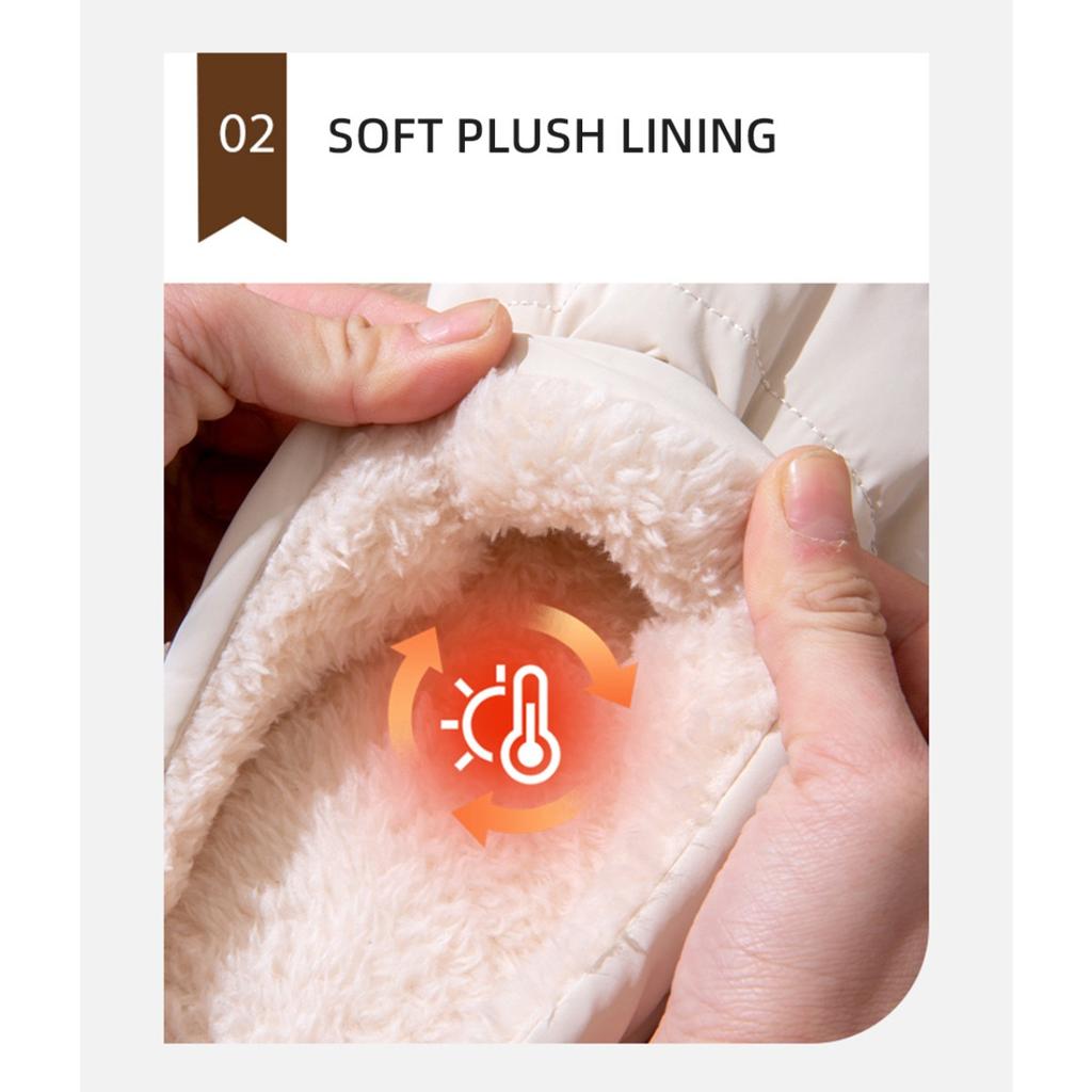 Waterproof Cotton Slippers for Men, Winter Warmth, Indoor Home, Thick Bottom, Plush Warmth, Anti Slip Cotton Slippers for Women