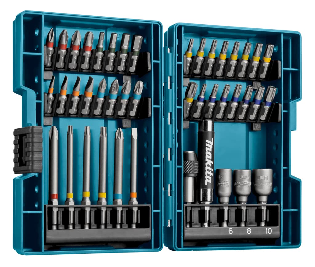 Makita Impact Driver Bit Socket 43 Hex with Set, Pieces, 6.35mm Shank, Case, B-55697 [Used]