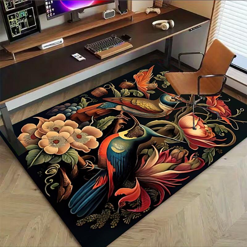1pc bird flowers Carpet Anti Slip Polyester Floor Mat for office.Bedroom