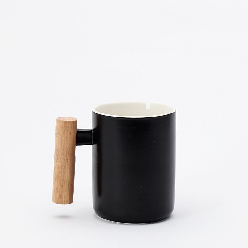 Wooden Handle Ceramic Mug Literary Water Cup Coffee Milk Cup Holiday Event Gifts