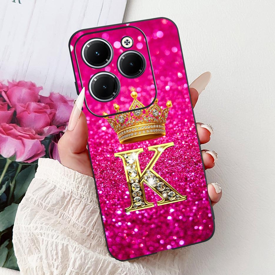 Pro pouzdro Infinix Hot 40 Pro X6837 Luxusní kryt s písmeny a korunkou Měkké silikonové pouzdro na telefon Pro Infinix Hot 40i Hot40 Pro Hot40i