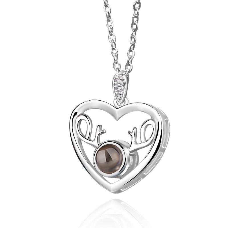 Yin Yi Hirsch Anhänger Halskette: "Ich liebe dich" in 100 Sprachen, Schlüsselbeinkette im koreanischen Stil, perfektes Weihnachtsgeschenk für Frauen und Studentinnen.