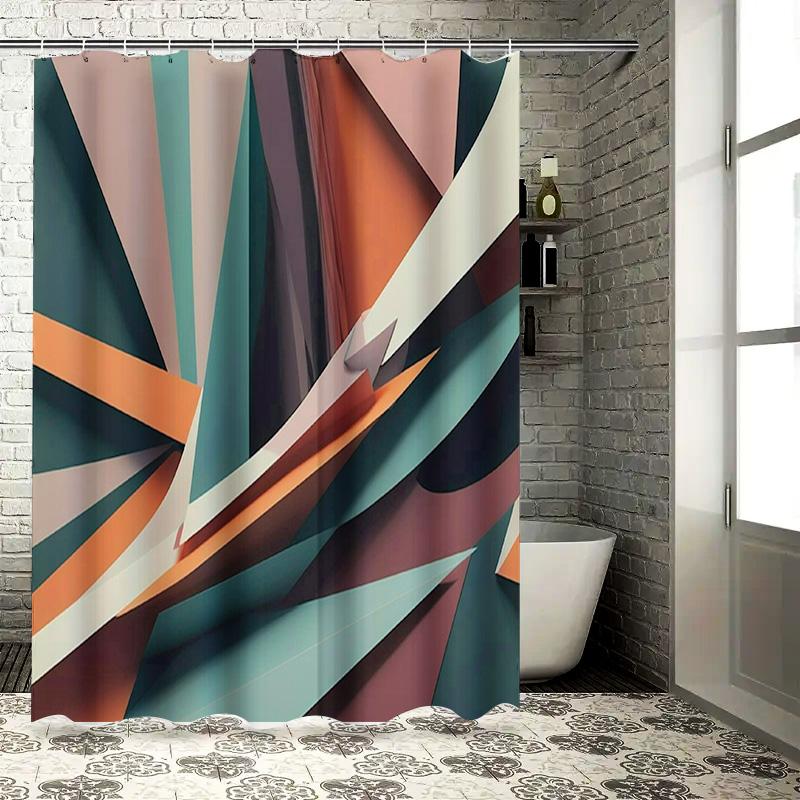 

Modern Luxury Bath Mat Design Shower Curtain for Bathroom Decoration with Steps Print Grey White Black Gray Custom Size Availabl 90x180cm