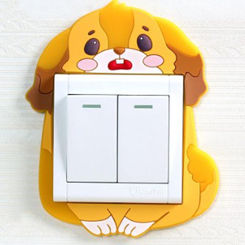 3D Switch Stickers Silicone Wall Sticker Luminous Cactus Plant Protective Cover for Switch Socket Cartoon Home Decoration