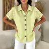 Women Casual Button Down Shirt Short Sleeve Striped Pattern Lightweight Relaxed Fit Blouse Suitable for Everyday Wear and Outdoor Activities