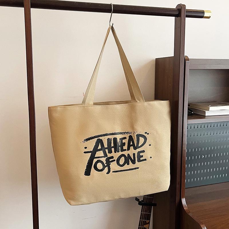 

Large Canvas Tote Bag for Middle and High School - Handheld Backpack Style for Class хаки