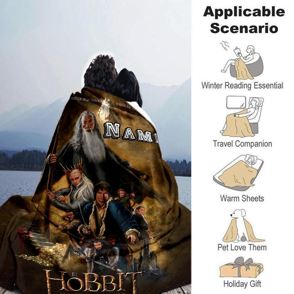 Epic Fantasy Adventure In Middle Earth Blanket With Personalized Name Comfortable All Seasons Suitable For Sofas Beds Travel Camping And Office
