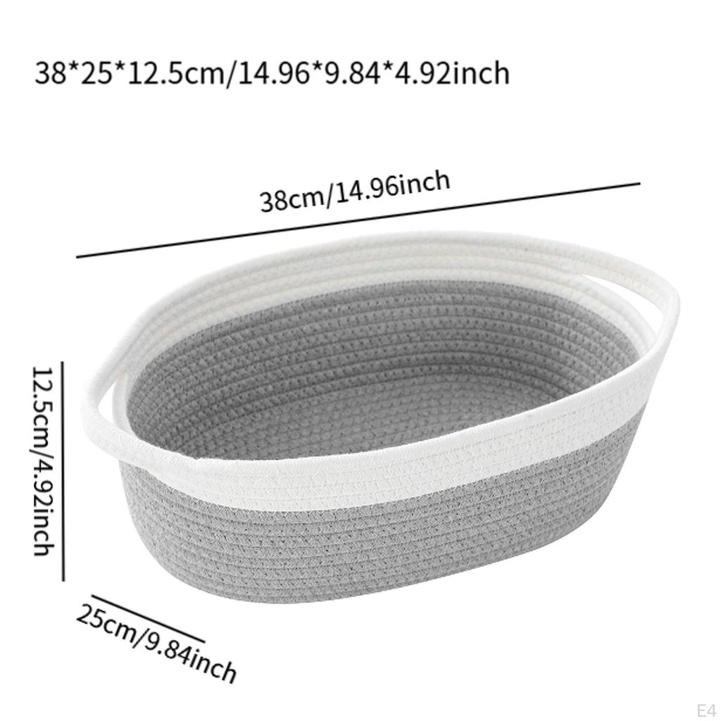 Basket with Handles, Organizer Container, Desktop Storage Box, Cotton Rope Dressing Table