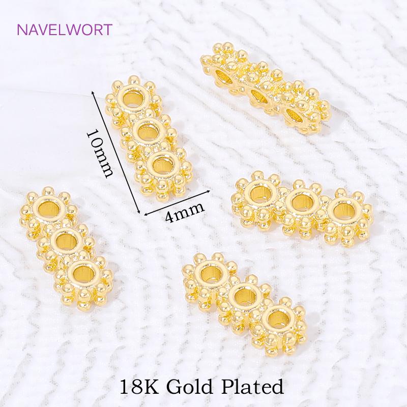 18K Gold Plated Brass 2/3 Holes Beads Separator For Necklace Making Accessories,Spacer Bar,DIY Jewelry Making Supplies