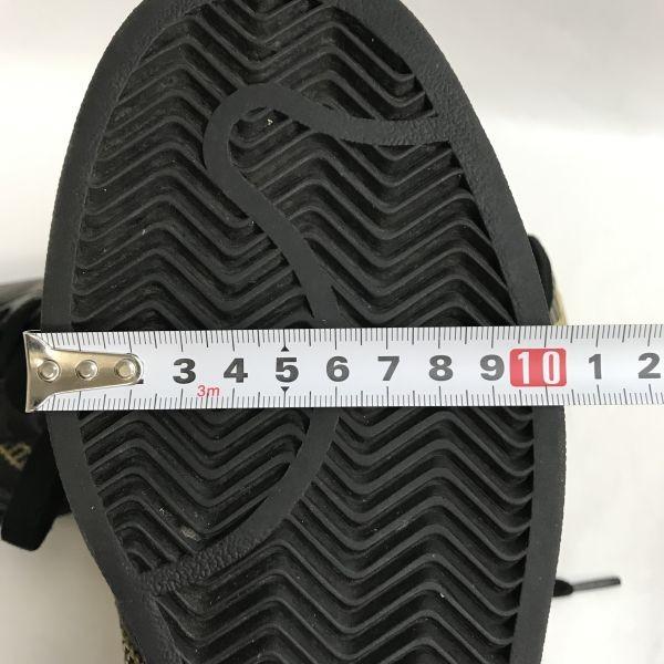 adidas originals SUPERSTAR SNAKE BLACK leather sneakers 28 black gold tongue trefoil(USED)