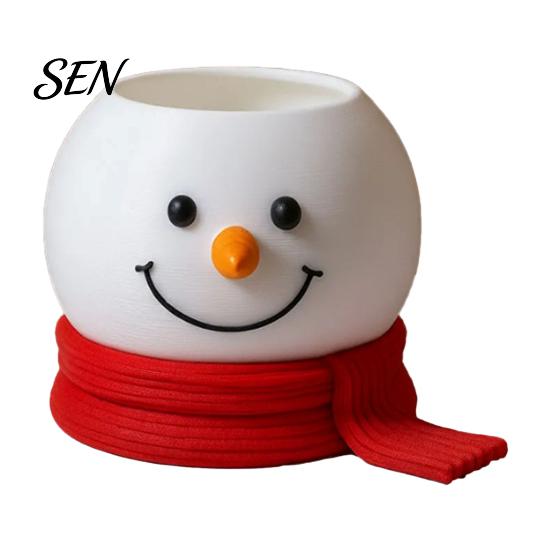 PLA 3D Printed Bowl Christmas Snowman Candy Bowl, Cute Desktop Organizer, Creative Desk Living Room Table Decor Storage Container for Holiday