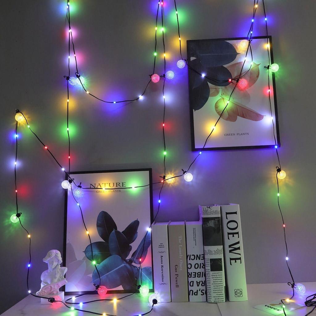Globe String Lights Ball Fairy Curtain Decorative Indoor Hanging Bedroom Wall Party Backdrop Holiday