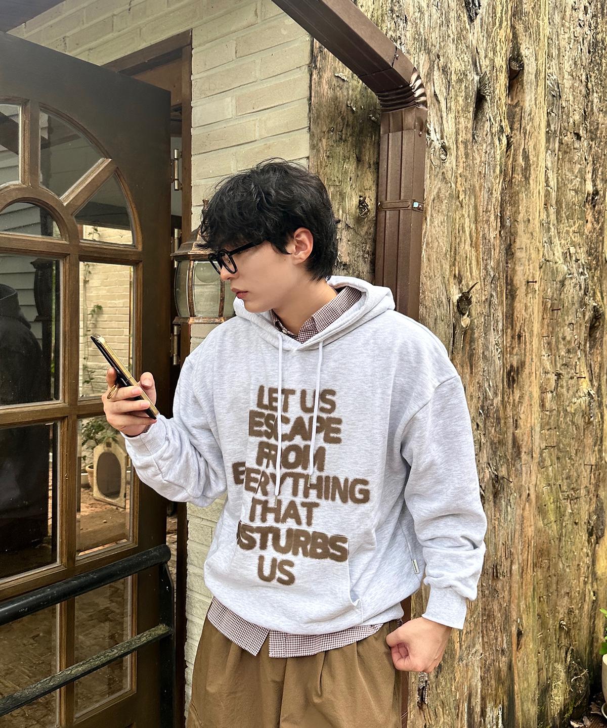 Escape From About Us Print Hoodie White Melange L