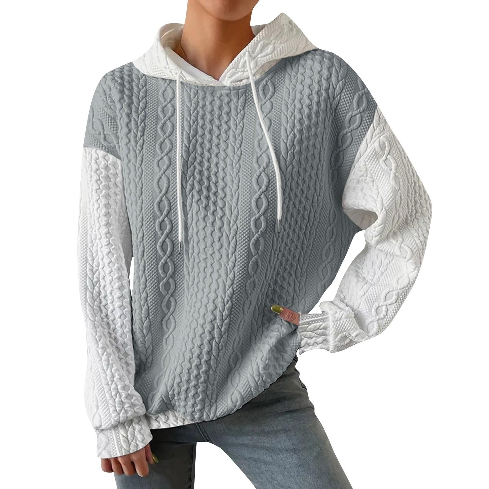 

Женская лоскутная модная удобная повседневная толстовка с капюшоном и длинным рукавом XXL