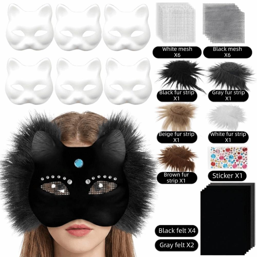 Fabric Straps Blank Cat Mask Making Kit DIY Kit Costume Accessory Set Halloween Party