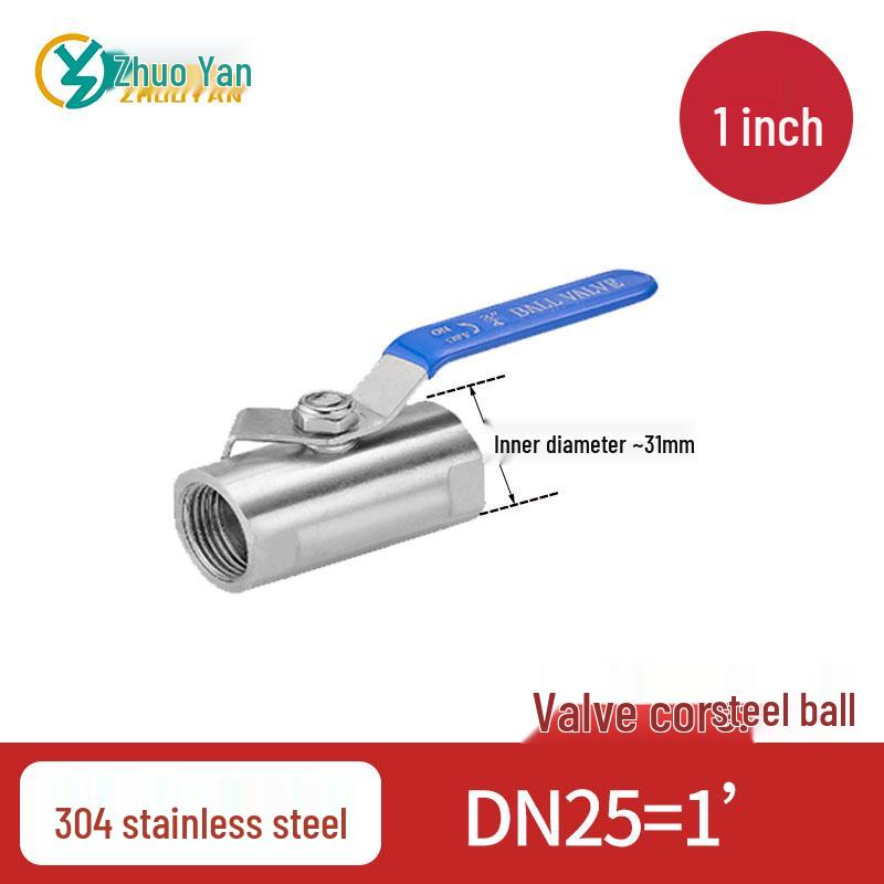Cantonese Stainless Steel Straight-Through Ball Valve for Noodle Boiling Pot, Inner Threaded Port, High Temperature, DN15.