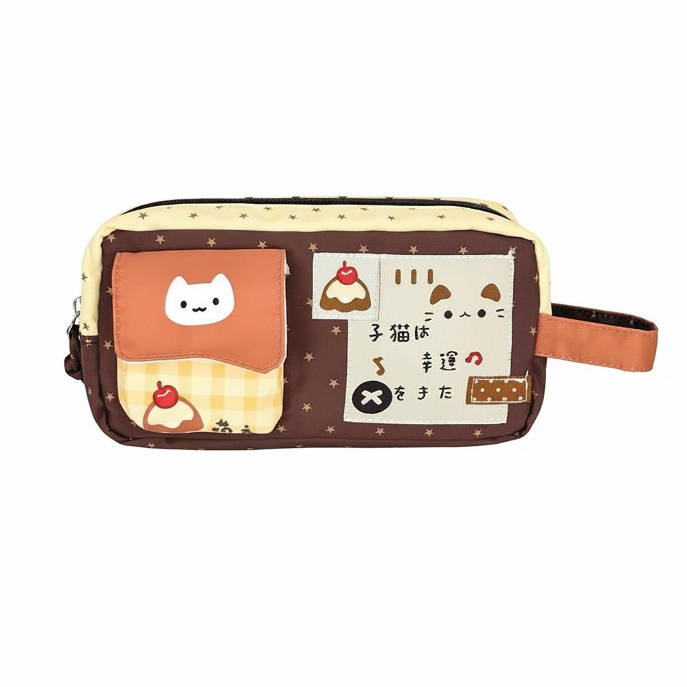 Large Capacity Pen Bag Pudding Kitten Pencil Pouch Durable Stationery Organizer Bag Gift Pudding Kitten