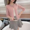 Women's Slim Round Neck Knitted Cardigan - Lightweight, Solid Color Sweater for Spring and Autumn